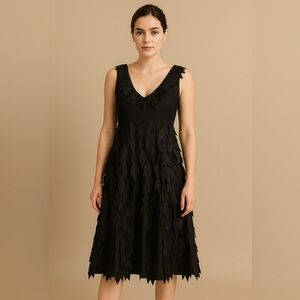 NEW • SportsMax • City Ribbon Trim A-Line Women’s Midi Dress - Black - Silk 4